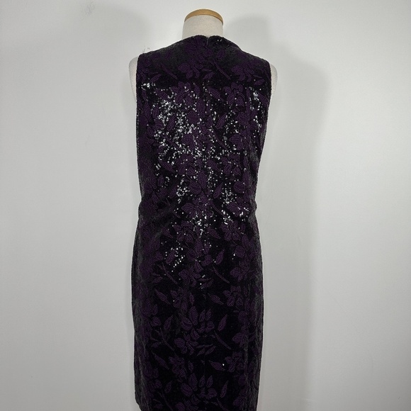 Lauren by Ralph Lauren Purple Sequin Netting Party Dress Sz 12 - Picture 6 of 9